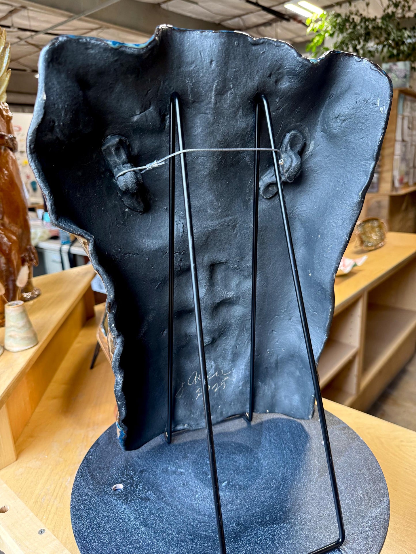 Wall-Hanging Male Torso Sculpture – Vibrant Blue Ceramic Figurative Art, Glazed 3D Wall Decor, Ready to Hang